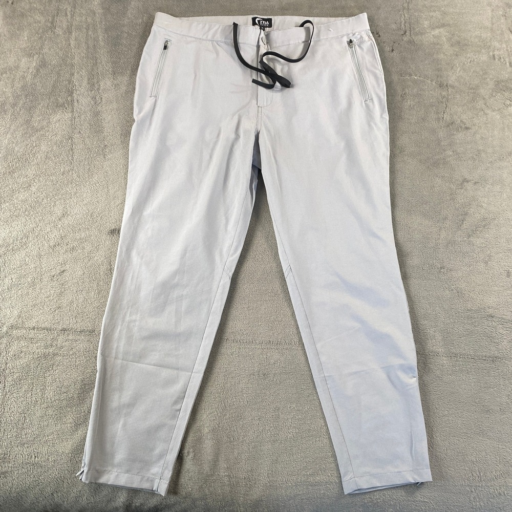 Zyia Active Pants Men XL Gray Ripstop Tapered Ankle Zip Drawstring Hiking Jogger